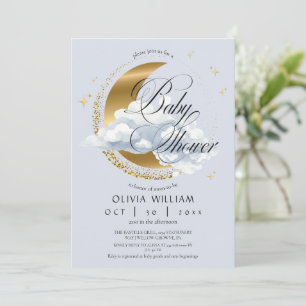 Elegante Invitación de Baby Shower en Azul Celeste