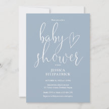 Elegante Invitación de Baby Shower en Azul Polvo