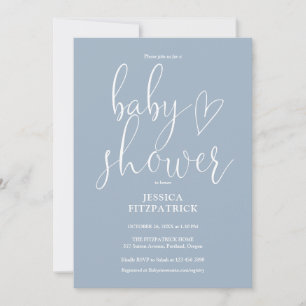 Elegante Invitación de Baby Shower en Azul Polvo