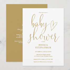 Elegante Invitación de Baby Shower en Letras Dorad