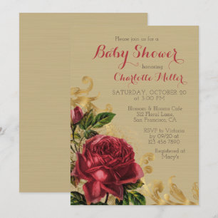 Elegante Invitación de Baby Shower Floral con Roll
