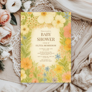 Elegante Invitación de Baby Shower Floral de Jardí
