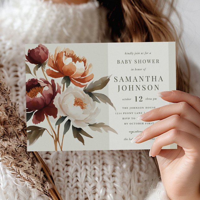 Elegante Invitación de Baby Shower floral de otoño (Subido por el creador)