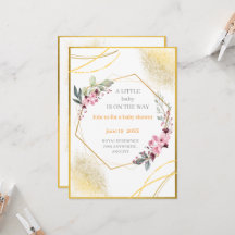Elegante Invitación de Baby Shower Floral Dorado G