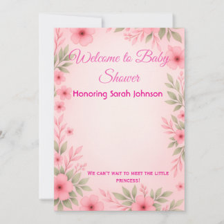 Elegante Invitación de Baby Shower Floral Rosa