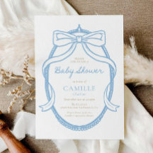 Elegante Invitación de Baby Shower Minimal Blue Bo