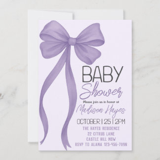 Elegante invitación de Baby Shower morado en rever