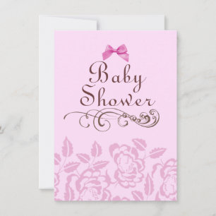 Elegante invitación de Baby Shower rosa rosa