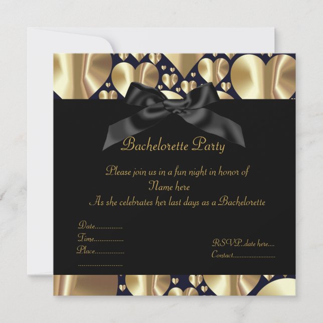 ELEGANTE INVITACIÓN DE BACHELORETTE DEL corazón DE (Anverso)