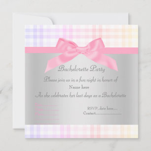ELEGANTE INVITACIÓN DE BACHELORETTE ROSA tartán nu