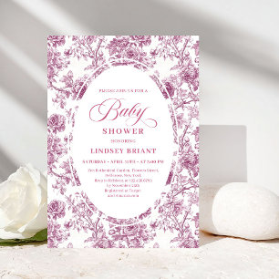 Elegante Invitación de Baño de Bebé con Rosas Toil