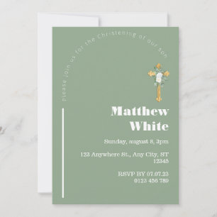 Elegante invitación de bautismo cruzado Mínimo m