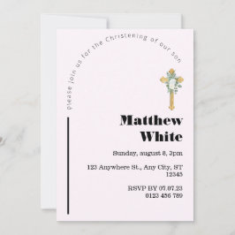 Elegante invitación de bautismo cruzado | Mínimo m