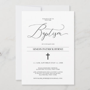 Elegante Invitación de bautismo cruzado niño o Chi