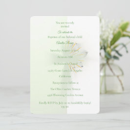 Elegante invitación de bautizo con cruz floral abs
