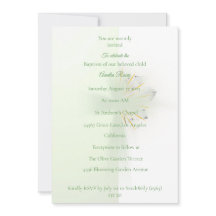 Elegante invitación de bautizo con cruz floral abs