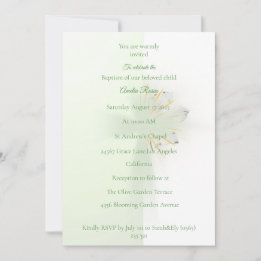Elegante invitación de bautizo con cruz floral abs