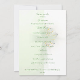 Elegante invitación de bautizo con cruz floral abs