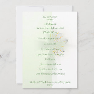 Elegante invitación de bautizo con cruz floral abs