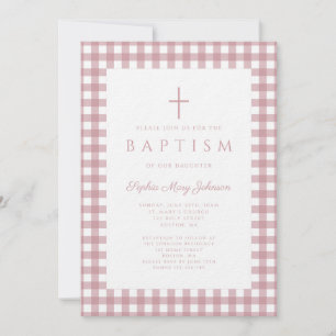 Elegante Invitación de Bautizo de Niña con Cuadros