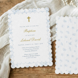 Elegante Invitación de Bautizo de Niño con Toile A