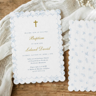 Elegante Invitación de Bautizo de Niño con Toile A