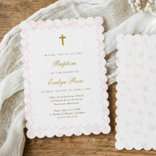Elegante Invitación de Bautizo de Niño con Toile d