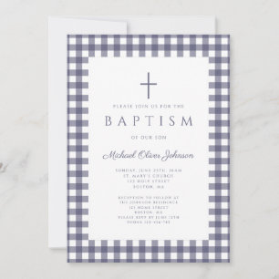 Elegante Invitación de Bautizo de Niño en Cuadros