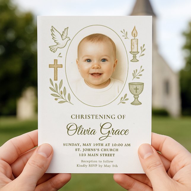 Elegante Invitación de Bautizo de Oro para Niña (Subido por el creador)