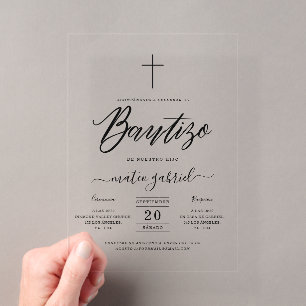 Elegante Invitación de Bautizo en Español con Letr