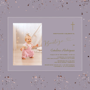 Elegante Invitación De Bautizo Hija Foto Niña