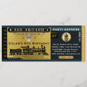 Elegante invitación de billete de tren de viaje vi