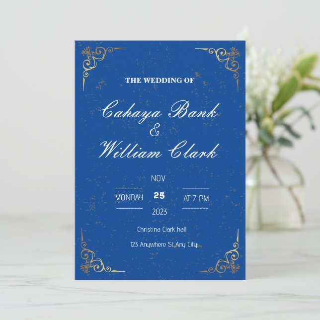 Elegante INVITACIÓN DE BODA (Anverso de pie)
