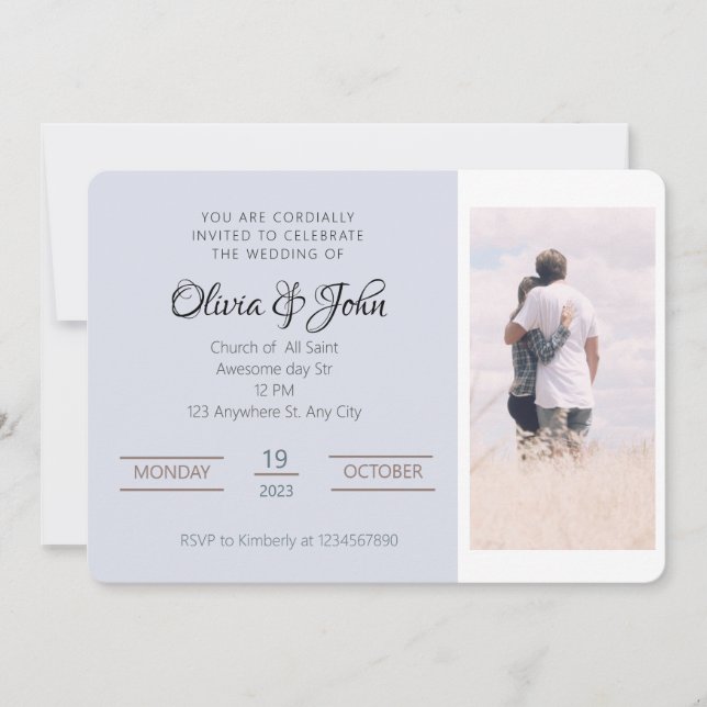 Elegante INVITACIÓN DE BODA (Anverso)