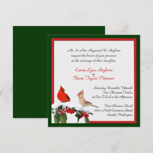Elegante Invitación de Boda a Cardenales de Invier