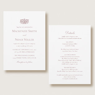 Elegante Invitación de Boda a Doble Cara Rosa