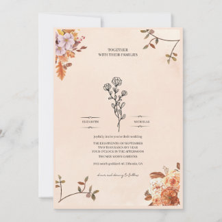 Elegante invitación de boda adornada con rosas