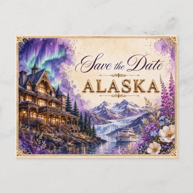 Elegante invitación de boda Alaska para guardar la (Anverso)
