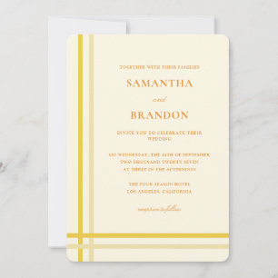 Elegante Invitación de Boda Amarillo Mantequilla c