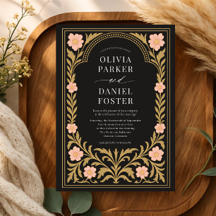 Elegante Invitación de Boda Art Nouveau Floral