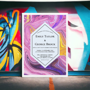 Elegante Invitación de Boda Artística Galáctica Ab