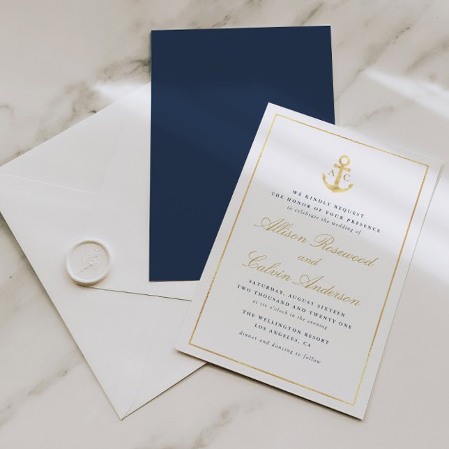 elegante invitación de boda azul marino (Subido por el creador)