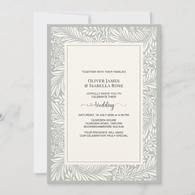 Elegante Invitación de Boda Azul Marino – Poema de (Anverso)