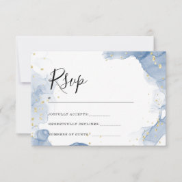 Elegante Invitación de Boda Azul y Oro Mínimo