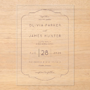 Elegante Invitación de Boda Beige Ornamentada