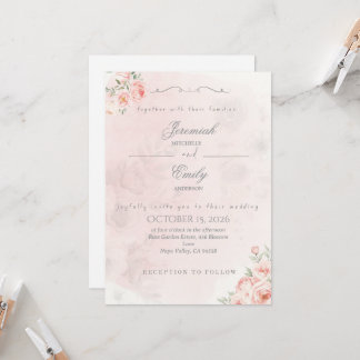 Elegante Invitación de Boda Boho Lindo Rosa Polvor