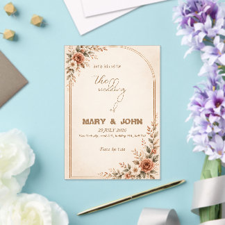 Elegante invitación de boda boho rústica de terrac