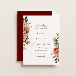 Elegante Invitación de Boda Botánica de Otoño