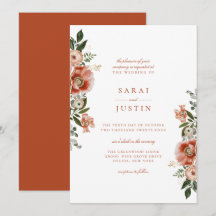 Elegante Invitación de Boda Botánica de Otoño