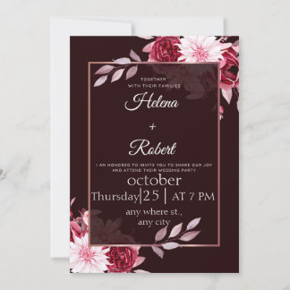 elegante invitación de boda botánico rústico en m